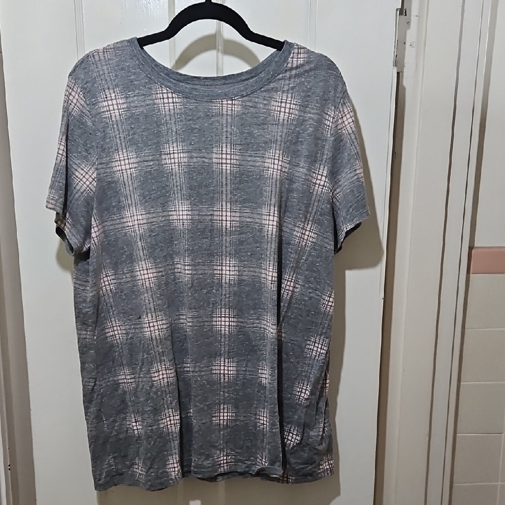 Gray and Pink Plaid Women's Shirt